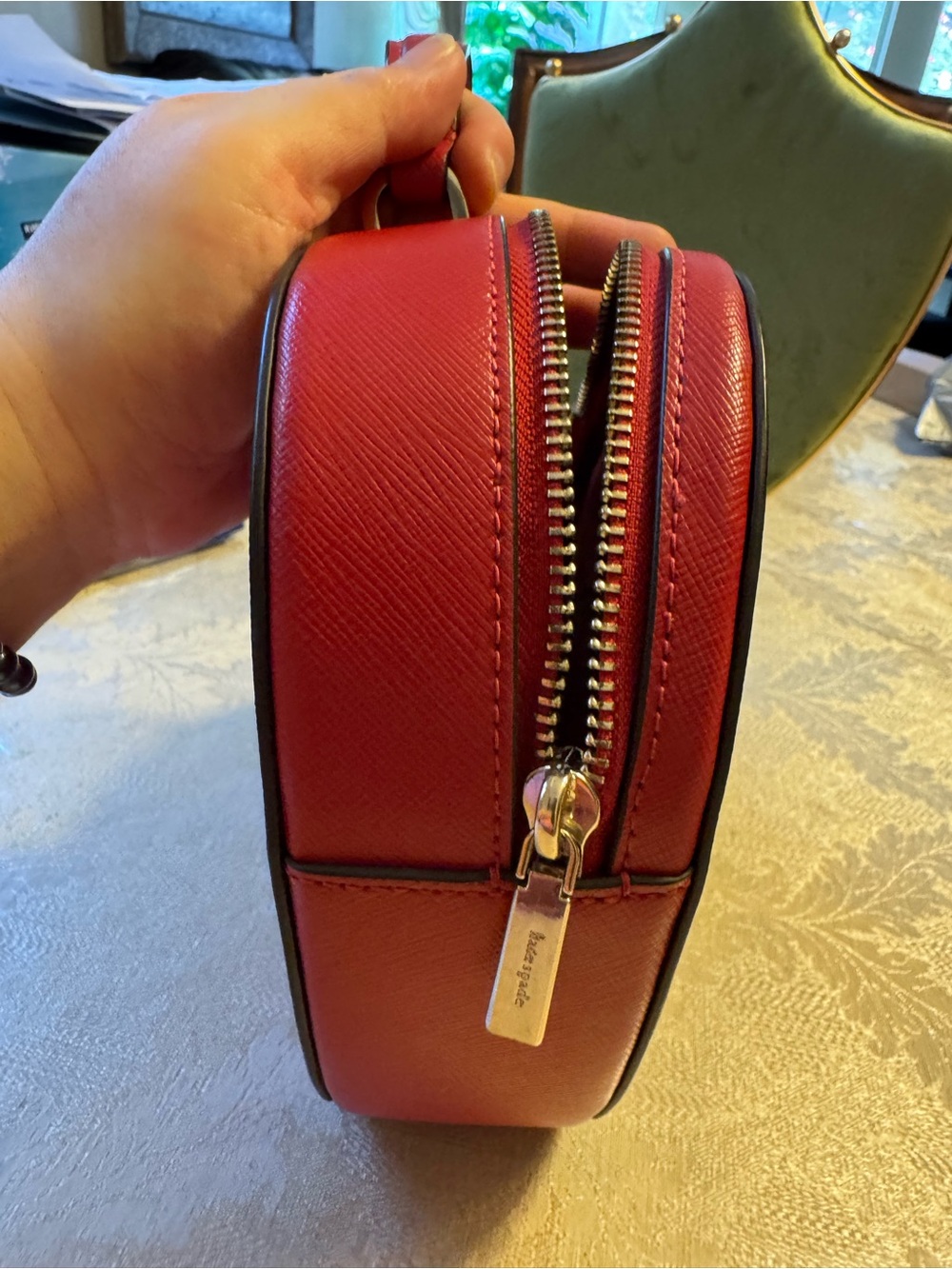 Kate Spade Cherry Red Love Shack Saffiano Leather Heart Crossbody Bag Purse - Picture 8 of 12